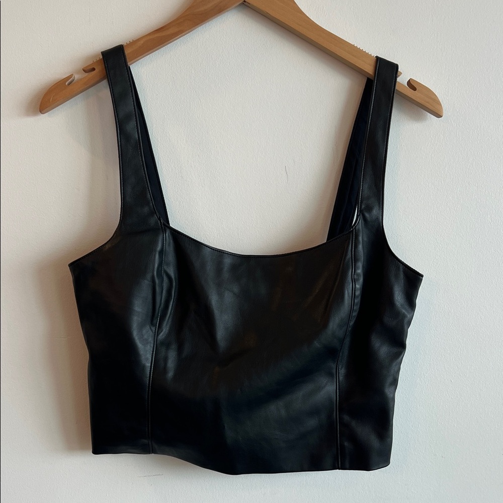 Abercrombie & Fitch Black Faux Leather Tank Top